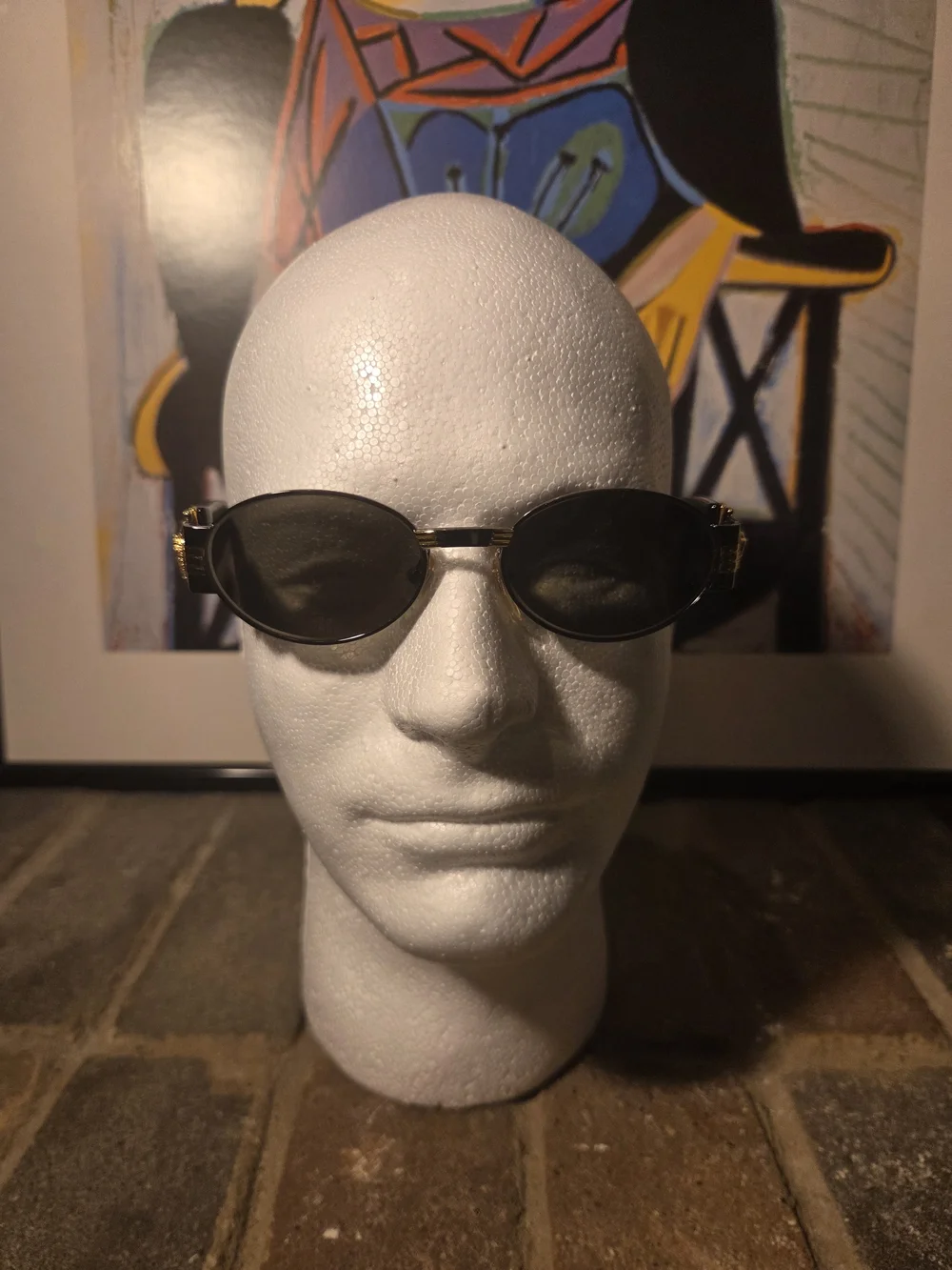 Vintage Gianni Versace Black Sunglasses with Gold Medallion Accents